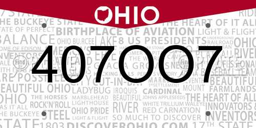 407OO7 Ohio License Plate