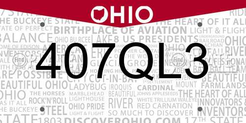 407QL3 Ohio License Plate