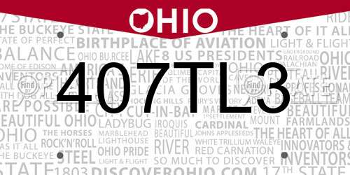 407TL3 Ohio License Plate