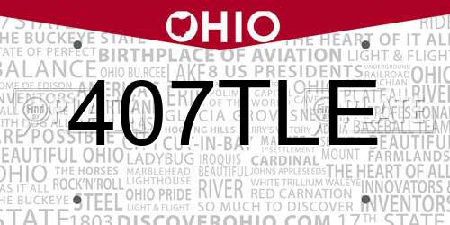 407TLE Ohio License Plate
