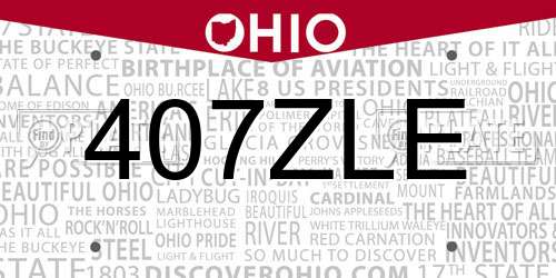 407ZLE Ohio License Plate