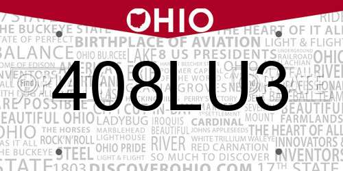 408LU3 Ohio License Plate