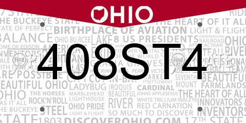 408ST4 Ohio License Plate