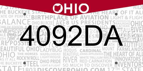 4092DA Ohio License Plate