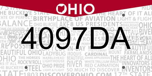 4097DA Ohio License Plate