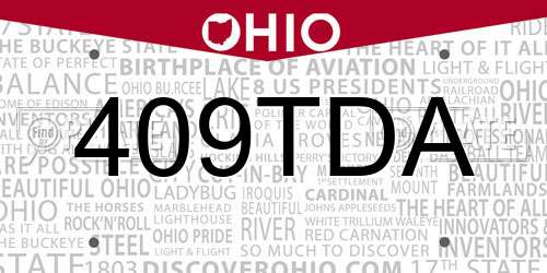409TDA Ohio License Plate