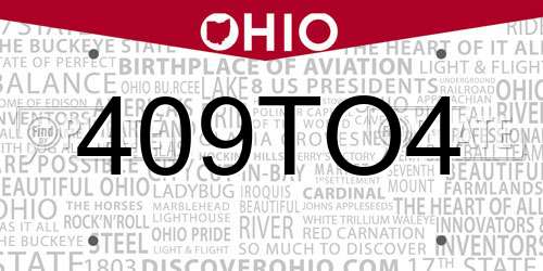 409TO4 Ohio License Plate