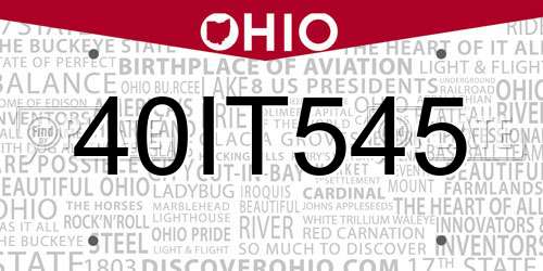 40IT545 Ohio License Plate