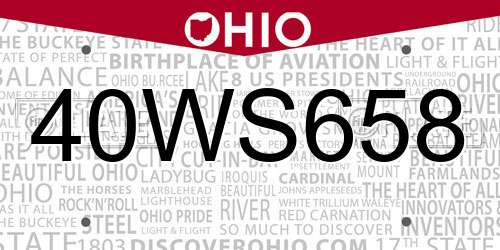 40WS658 Ohio License Plate