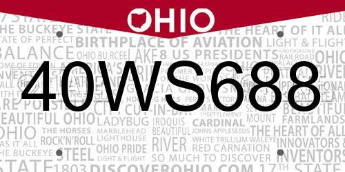 40WS688 Ohio License Plate