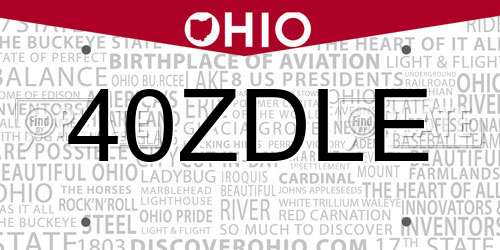 40ZDLE Ohio License Plate