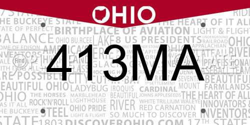 413MA Ohio License Plate