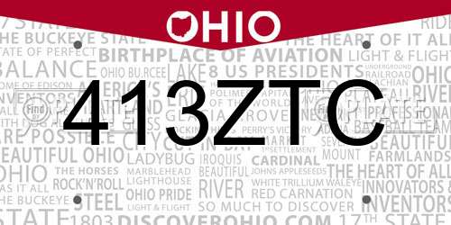 413ZTC Ohio License Plate