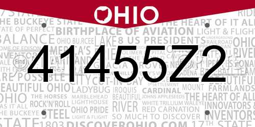 41455Z2 Ohio License Plate