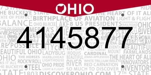 4145877 Ohio License Plate