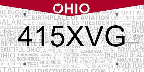 415XVG Ohio License Plate