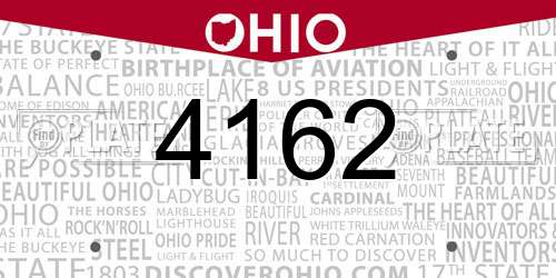 4162 Ohio License Plate