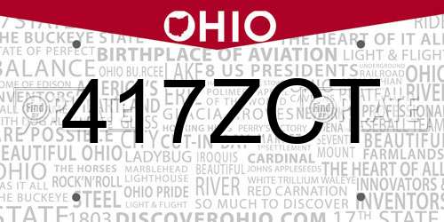417ZCT Ohio License Plate