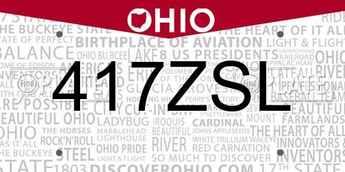 417ZSL Ohio License Plate