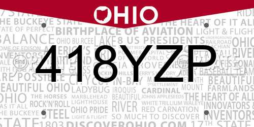 418YZP Ohio License Plate