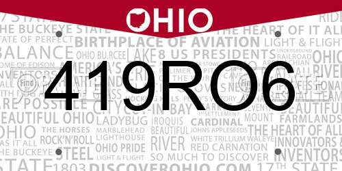419RO6 Ohio License Plate