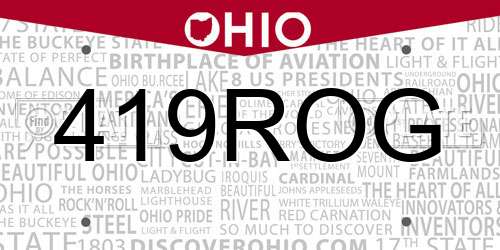 419ROG Ohio License Plate