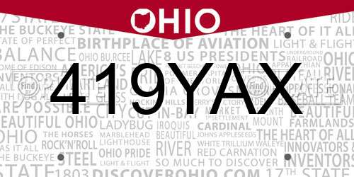 419YAX Ohio License Plate