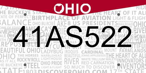 41AS522 Ohio License Plate