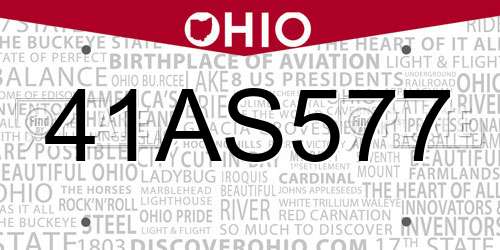 41AS577 Ohio License Plate