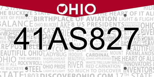 41AS827 Ohio License Plate