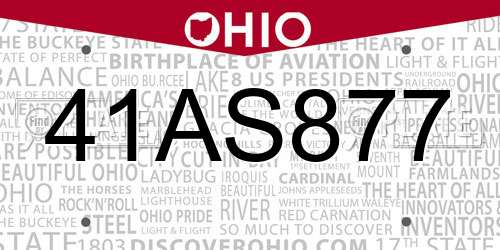41AS877 Ohio License Plate