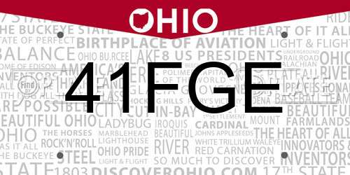 41FGE Ohio License Plate