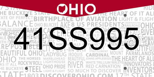 41SS995 Ohio License Plate