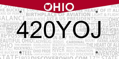 420YOJ Ohio License Plate