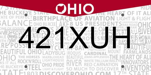 421XUH Ohio License Plate