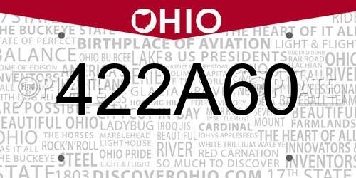 422A60 Ohio License Plate