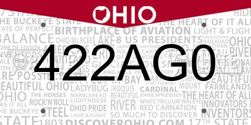 422AG0 Ohio License Plate