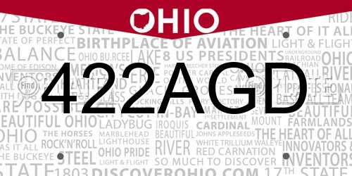 422AGD Ohio License Plate
