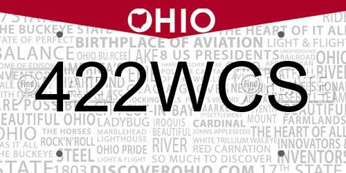 422WCS Ohio License Plate