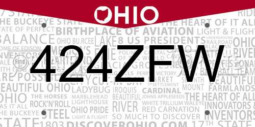 424ZFW Ohio License Plate