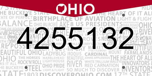4255132 Ohio License Plate