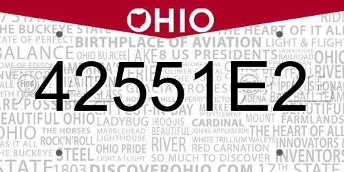 42551E2 Ohio License Plate