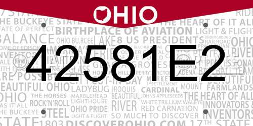 42581E2 Ohio License Plate