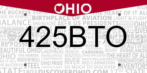 425BTO Ohio License Plate