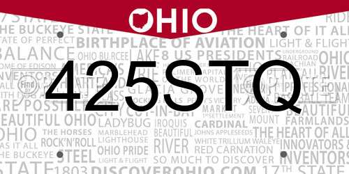 425STQ Ohio License Plate