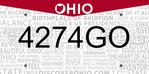 4274GO Ohio License Plate
