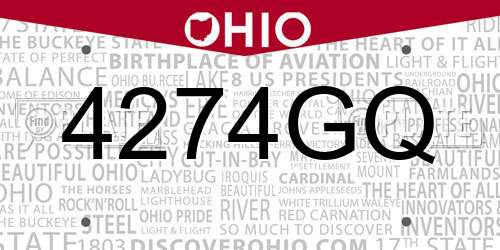 4274GQ Ohio License Plate
