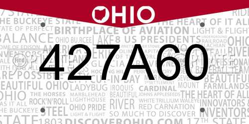 427A60 Ohio License Plate