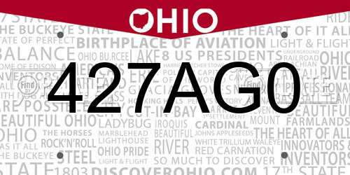 427AG0 Ohio License Plate