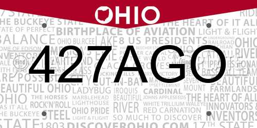 427AGO Ohio License Plate